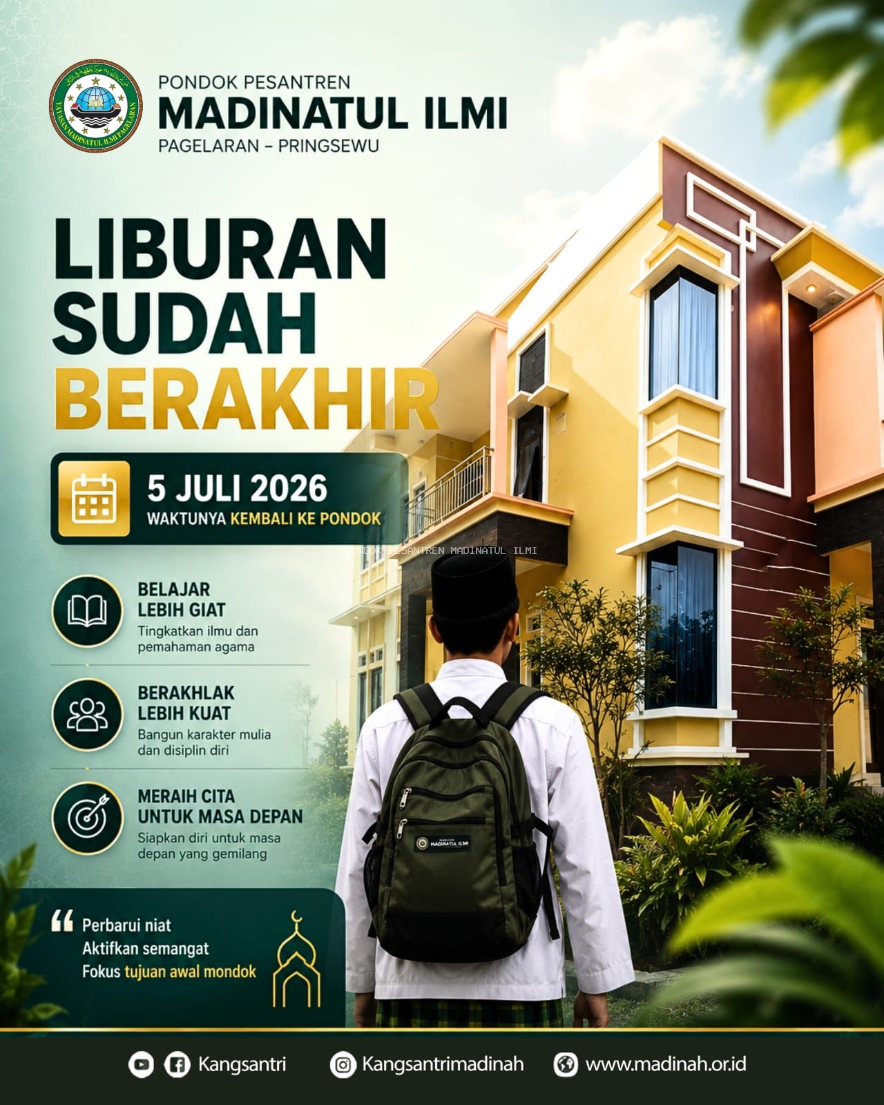 Liburan Telah Berakhir, Santri Kembali Menimba Ilmu di Pondok Pesantren Madinatul Ilmi